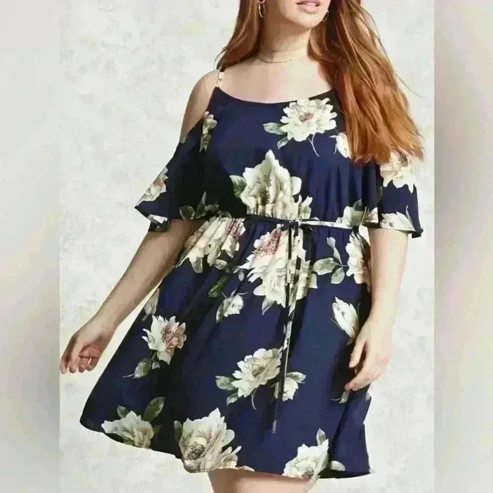 Forever 21 Floral Casual Plus Women's Dress (451)